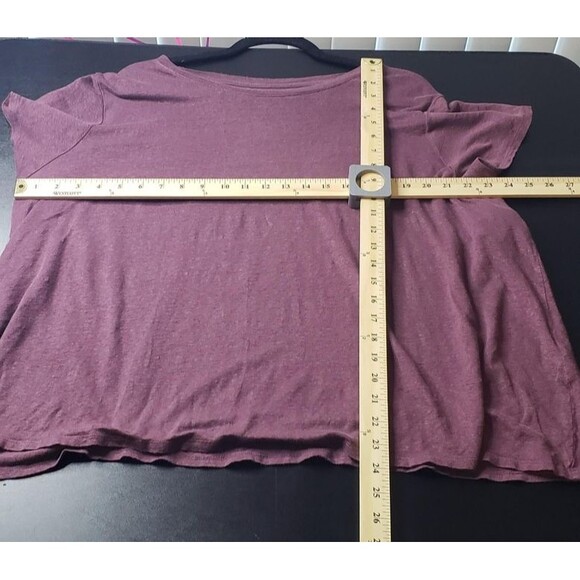 Eileen Fisher Tee Shirt 1X Purple 100% Organic Linen Slub Casual Autumn Fall - Picture 5 of 7